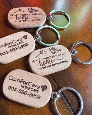 Square Round Keychain Beechwood